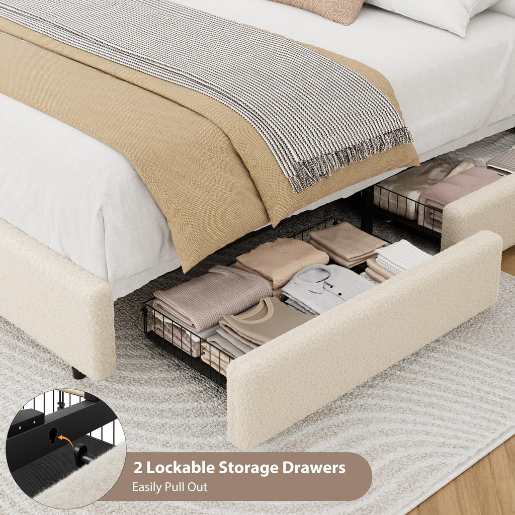 Queen Size Bed Frame with 2 Storage Drawer A834389