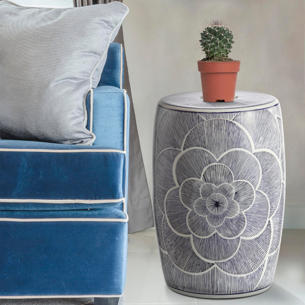 Ceramic Drum Garden Stool Side Table F4113