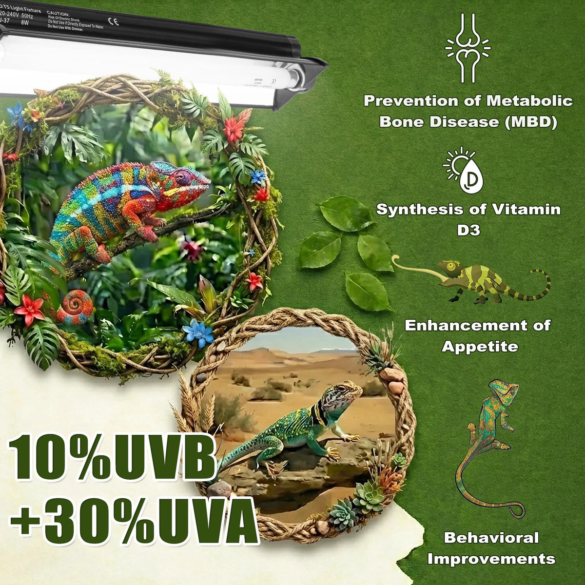 22.6" 14W 5.0 UVB Reptile Light Kit Z37473