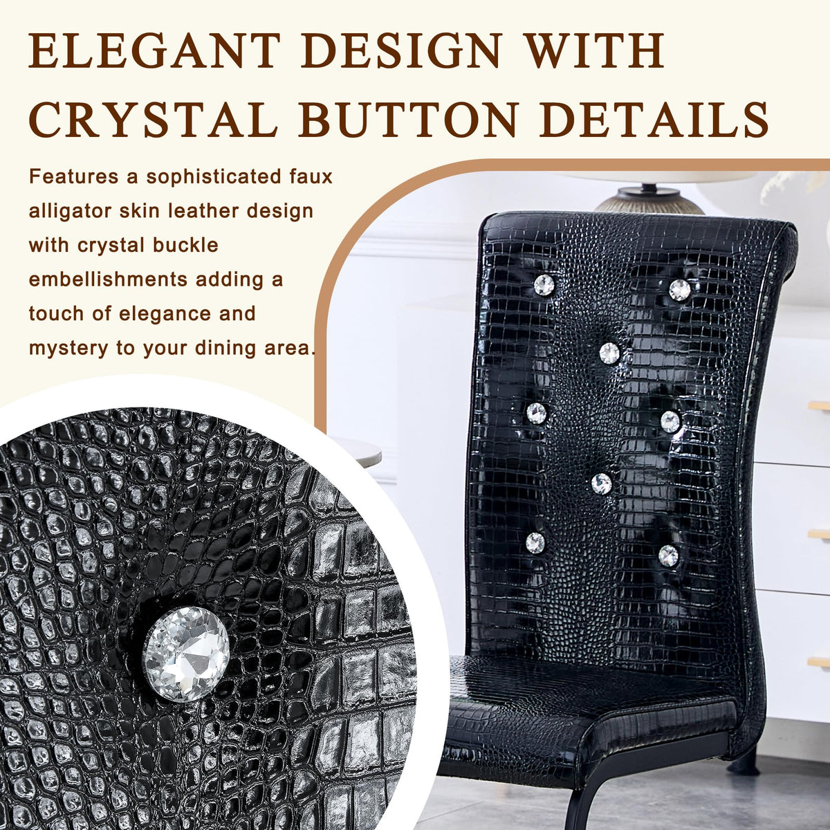 Black PU Leather Dining Chairs Set of 4 A245328