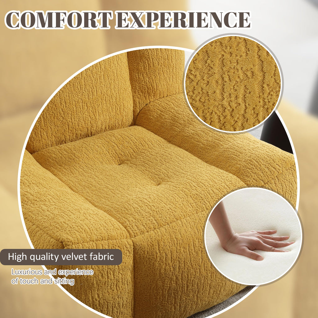 Yellow Memory Foam Bean Bag Chair with Ottoman E951127