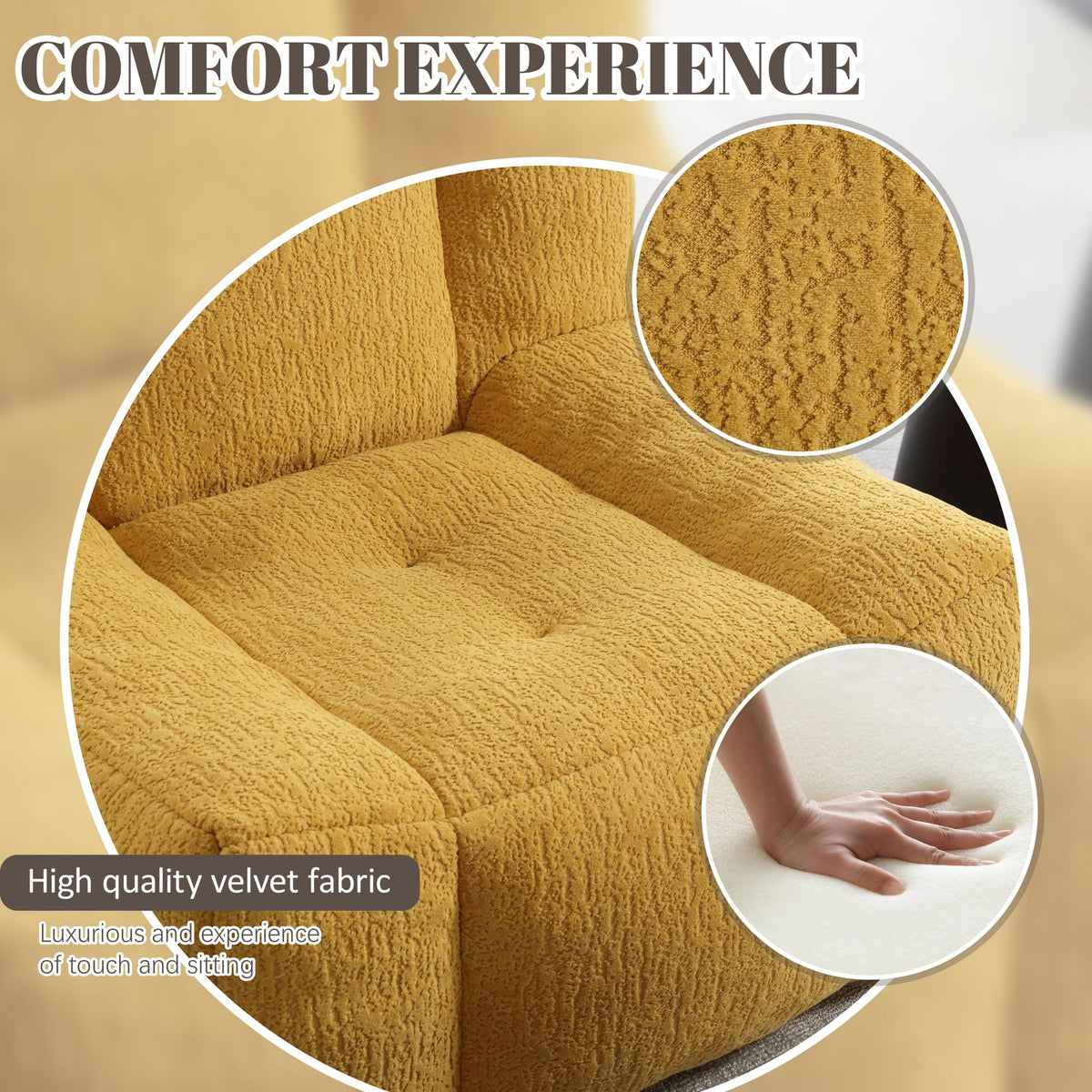 Yellow Memory Foam Bean Bag Chair with Ottoman E951127
