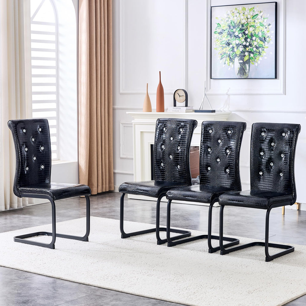 Black PU Leather Dining Chairs Set of 4 A245328