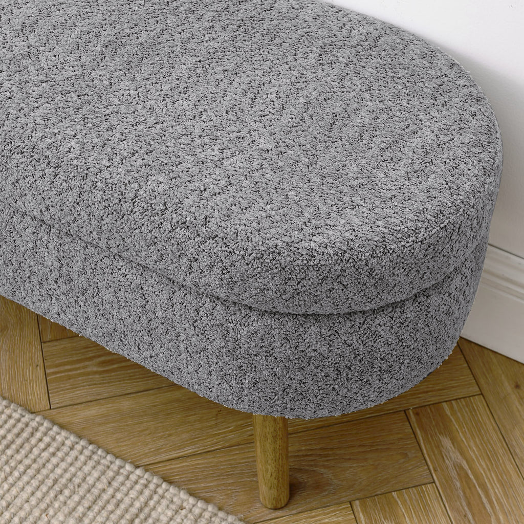 Oval Storage Bench with Rubber Wood Legs, Gray J43495